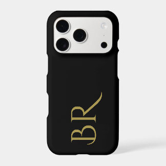 Black Monogram Gold Initials Minimal Elegant Men  iPhone 17 Pro Case