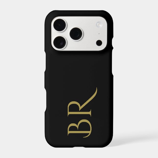 Black Monogram Gold Initials Minimal Elegant Men  iPhone Case (Back)
