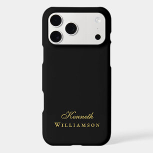 Black Monogram Gold Name Minimalist Elegant Men iPhone 17 Pro Max Case