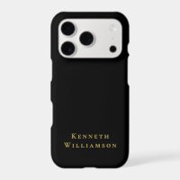 Black Monogram Gold Name Minimalist Modern Men