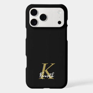Black Monogram Gold White Minimalist Modern Men iPhone 17 Pro Max Case