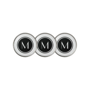 Black Monogram Golf Ball Marker
