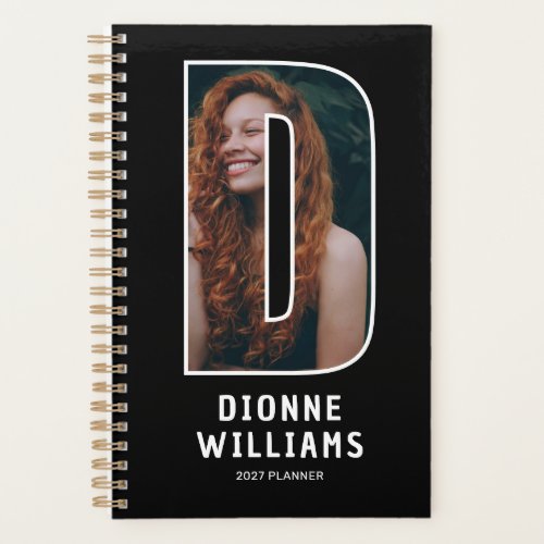 Black Monogram Initial 'D' Photo Planner