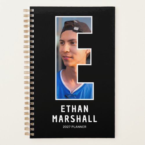 Black Monogram Initial 'E' Photo Planner