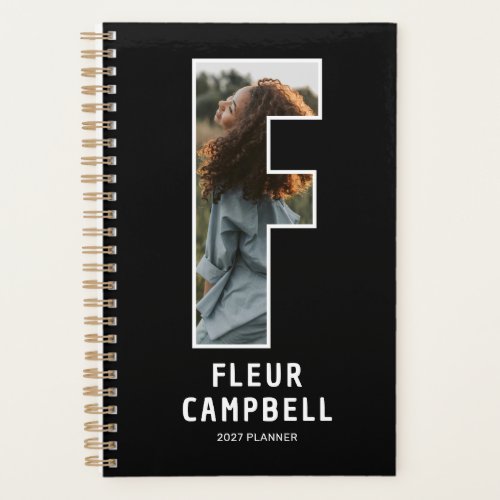 Black Monogram Initial 'F' Photo Planner