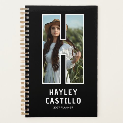 Black Monogram Initial 'H' Photo Planner