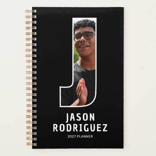 Black Monogram Initial 'J' Photo Planner