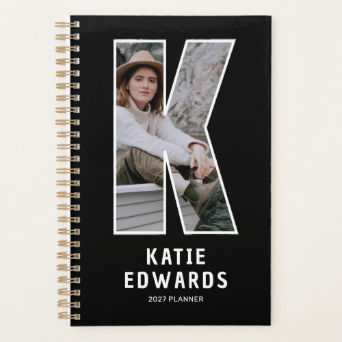 Black Monogram Initial 'K' Photo Planner