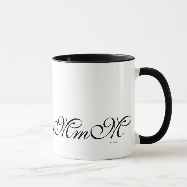 Black Monogram Initial M Pattern Coffee Mug (Right)