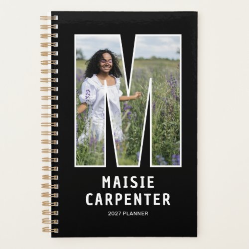 Black Monogram Initial 'M' Photo Planner