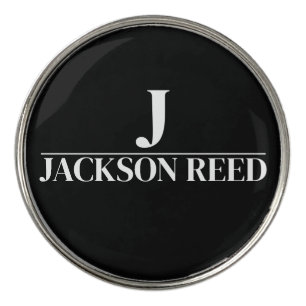 Black Monogram Initial Name Golf Ball Marker