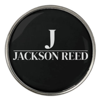 Black Monogram Initial Name Golf Ball Marker