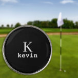 Black monogram initial name personalized golf ball marker<br><div class="desc">Man monogram and name create your own golf equipment template in simple black and white. You can change background and text colors by selecting customize option. It can be a special gift for a golf lover boyfriend,  husband,  son,  dad,  groom,  best man for a birthday,  wedding,  Christmas,  or graduation.</div>