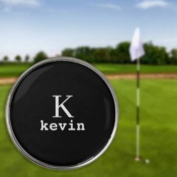 Black Monogram Initial Name Personalized Golf Ball Marker by invitations_kits at Zazzle