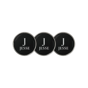 Black monogram initial name personalized golf ball marker