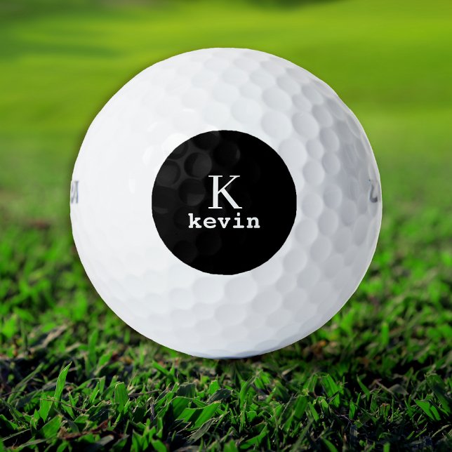 Black monogram initial name personalized golf balls (Creator Uploaded)
