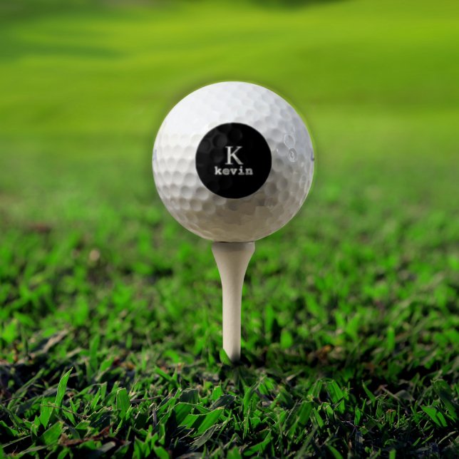 Black monogram initial name personalized golf balls (Creator Uploaded)