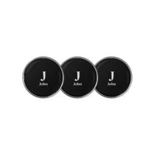 Black monogram initial personalized golf ball marker