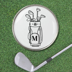 Black Monogram Initial Personalized Golf Ball Marker