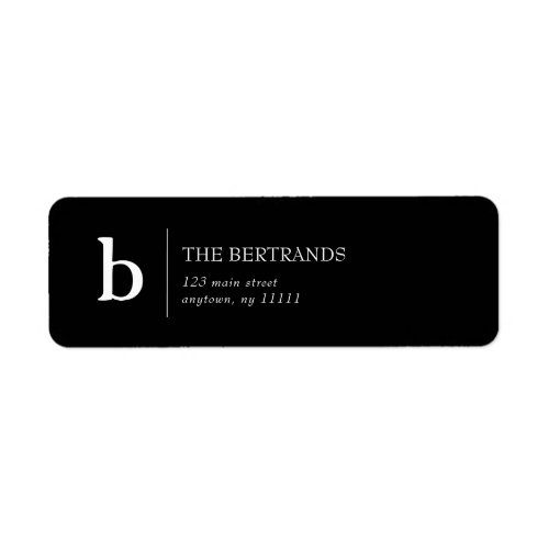 Black Monogram Initial Return Address Label