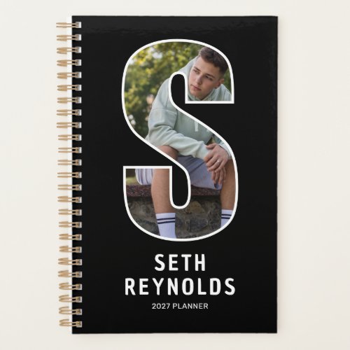 Black Monogram Initial 'S' Photo Planner