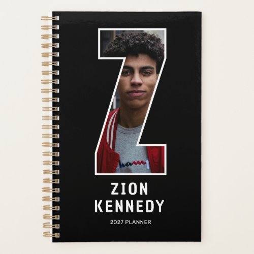 Black Monogram Initial 'Z' Photo Planner