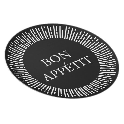 Black Monogram Initials Malamine Plate (Right Side)