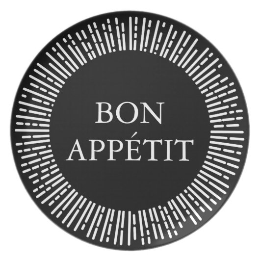 Black Monogram Initials Malamine Plate (Front)