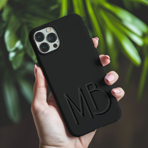 Black Monogram Initials Modern Minimalist iPhone 16 Pro Max Case