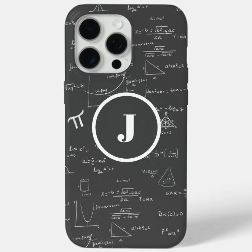 Black Monogram J Math Geek Algebra  iPhone 15 Pro Max Case