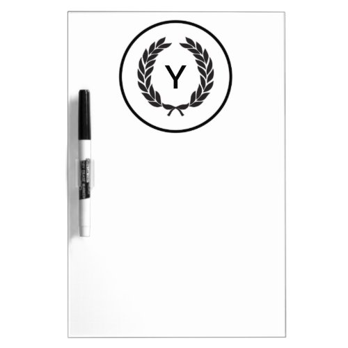 Black Monogram Laurel Wreath Dry_Erase Board