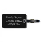 Black Monogram Luggage Tag with White Stripes