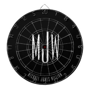 Black Monogram Modern Classic Dart Board