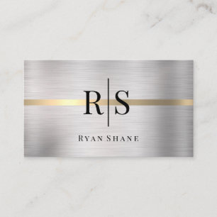Black Monogram & Name, Brushed Silver & Gold, Vs 2 Business Card