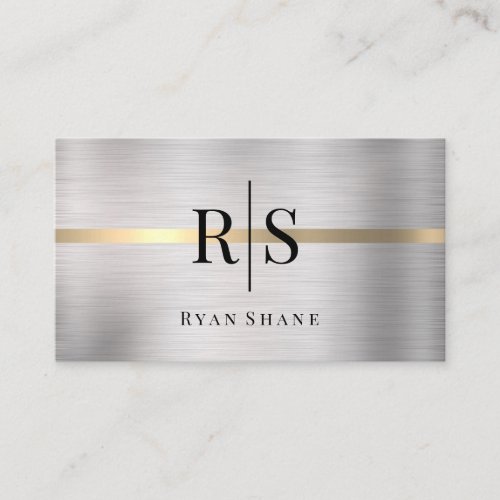 Black Monogram  Name Brushed Silver  Gold Vs 2 Business Card