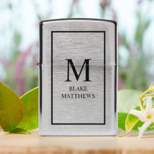 Black Monogram & Name Custom Zippo Lighter