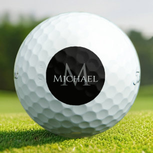 Black Monogram Name Initial Custom  Golf Balls