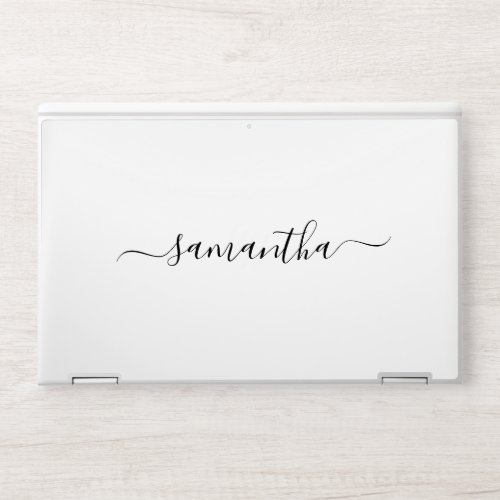 Black monogram name typography script HP laptop skin