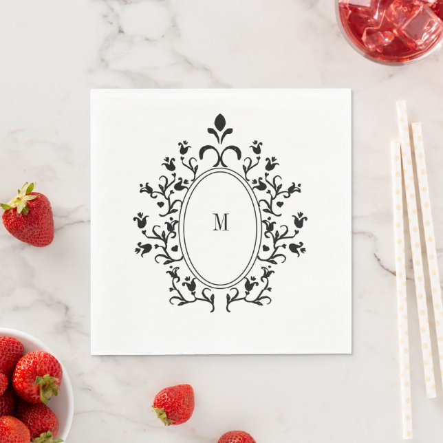 Black Monogram Napkins (Insitu)