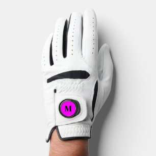 Black Monogram on Magenta Pink Golf Glove