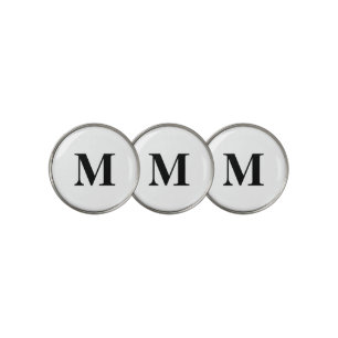 Black Monogram on White Golf Ball Marker