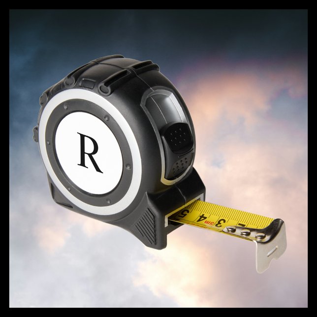Black Monogram on White Handyman Gift Tool Tape Measure (Creator Uploaded)