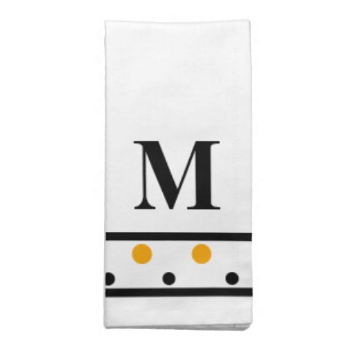 Black Monogram Orange Polka Dots Cloth Napkin