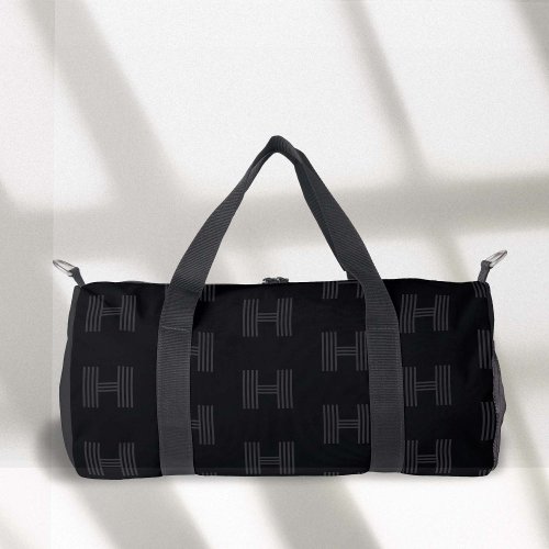 Black Monogram Pattern Modern Monogrammed Duffel  Duffle Bag