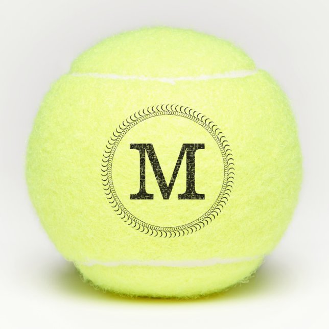 Black Monogram Personalized #2 Tennis Balls (Front)