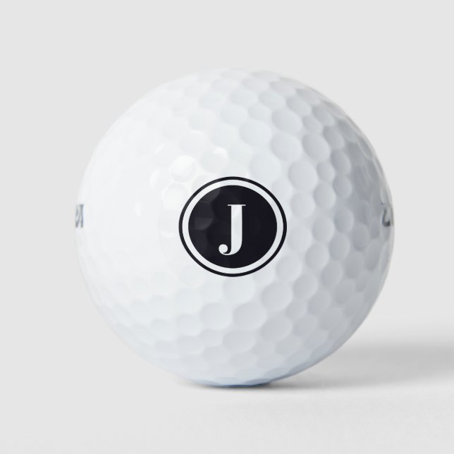 Black Monogram Personalized Golf Balls (Front)