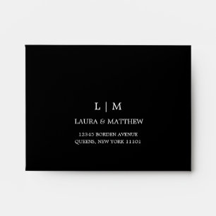 Black Monogram Return Address Wedding Envelope