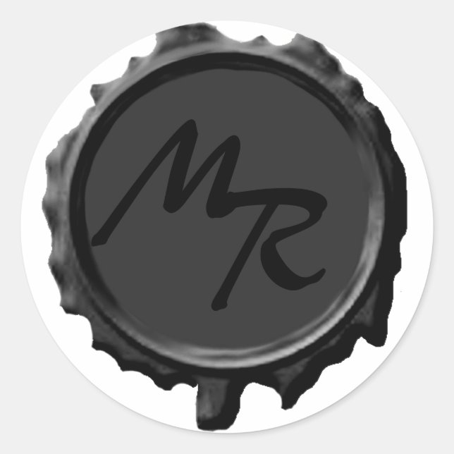 Black Monogram Seal Wedding Stickers (Front)
