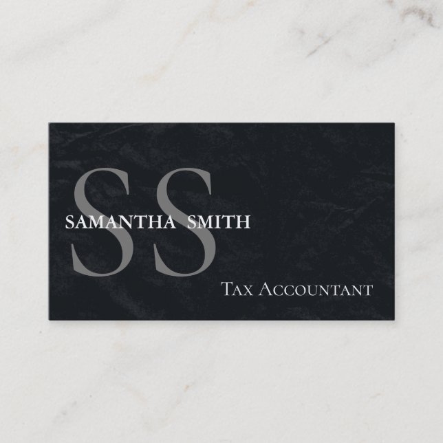 Black Monogram Tax Accountant Business Card (Front)