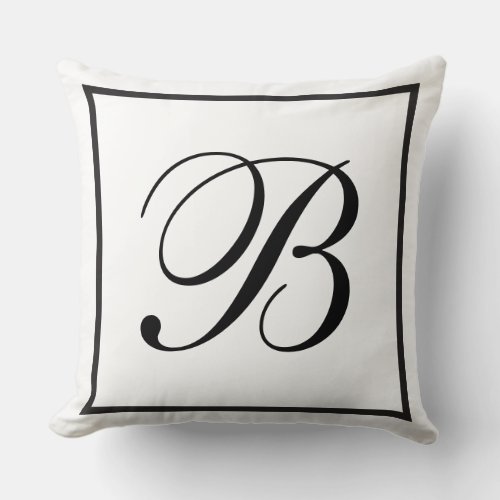 Black Monogram Throw Pillow